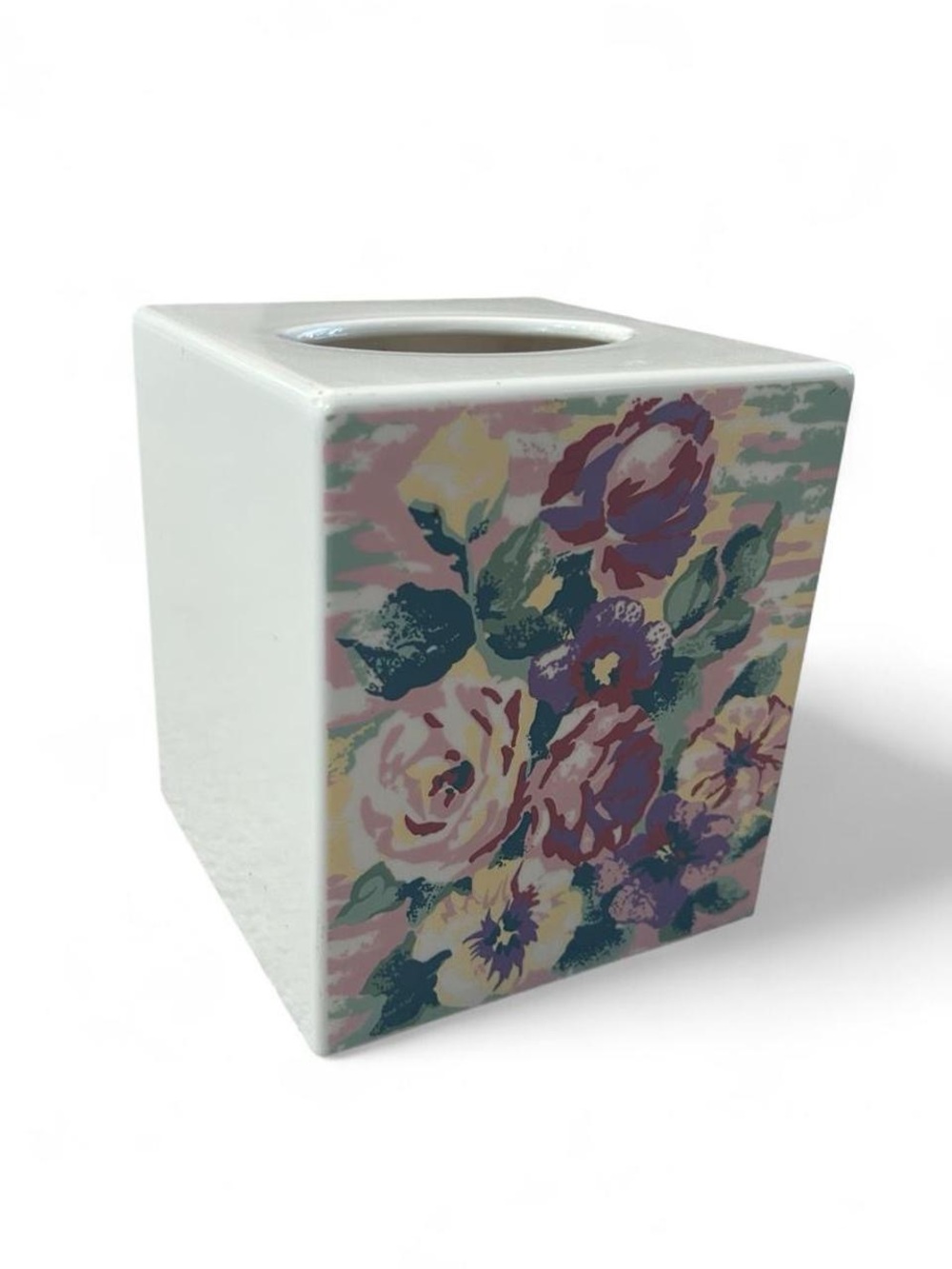 Vintage Excell Etienne Floral Tissue Box Cover Pastel Shabby Chic 90s